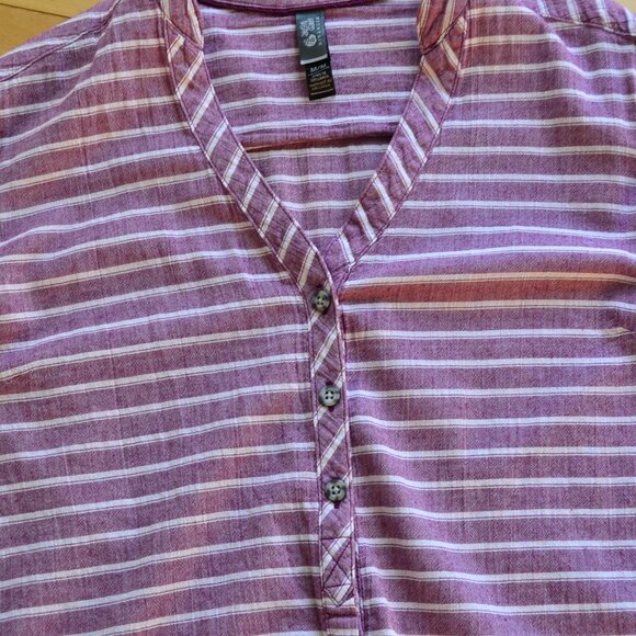 Mountain Hardwear Shirt Purple Stripes Button Up V Neck Casual Outdoor Size M - Picture 3 of 11